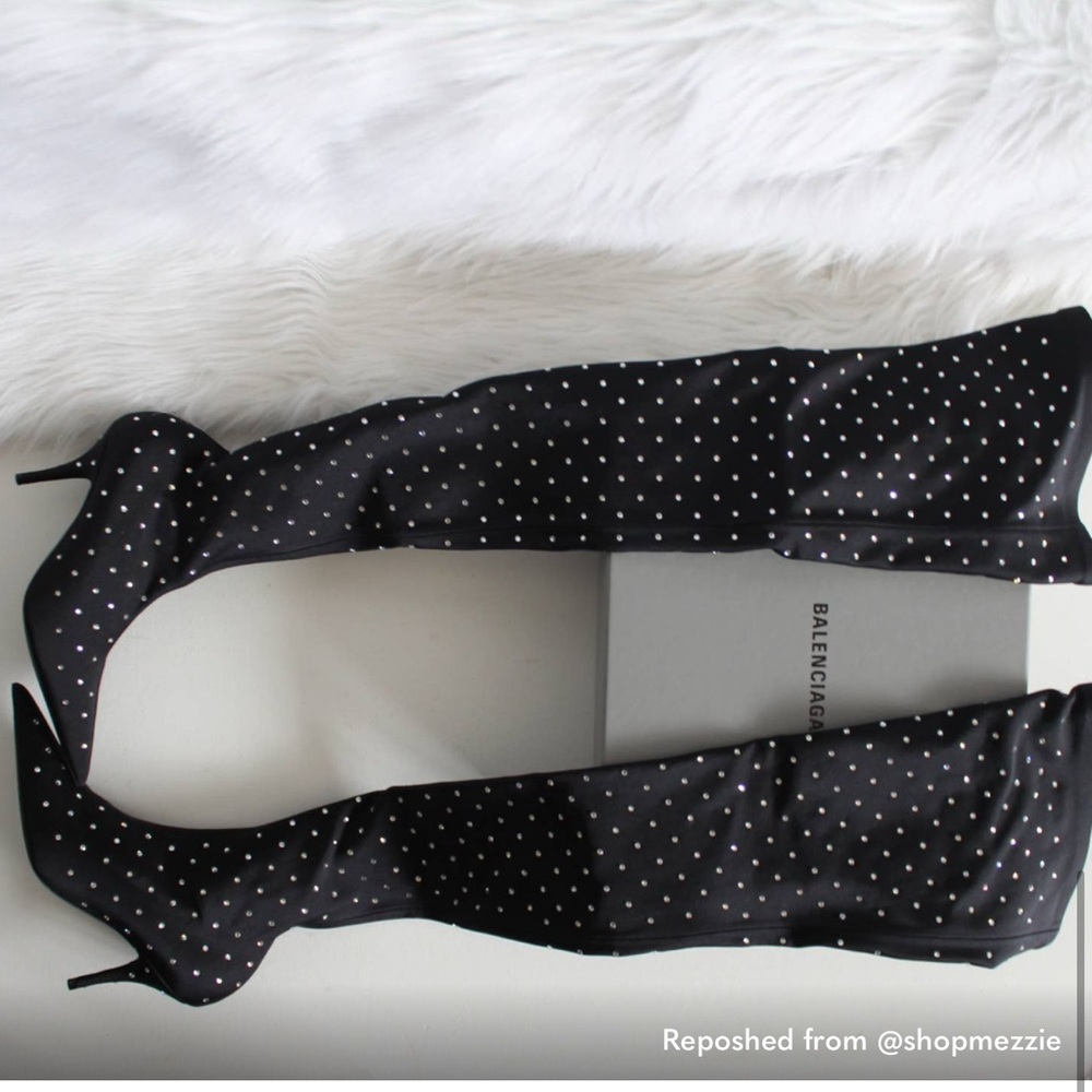 Balenciaga Crystal “Knife” Thigh High Boots - Picture 2 of 8